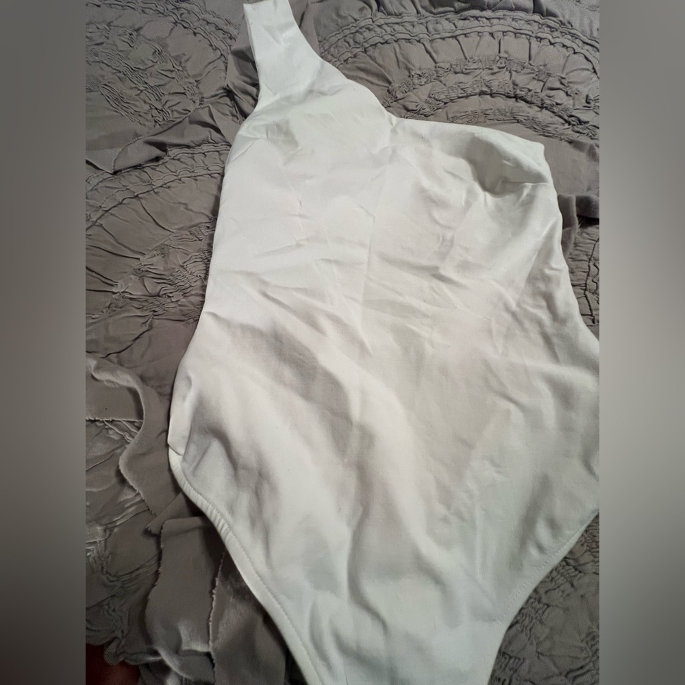 Free People White One Shoulder Bodysuit